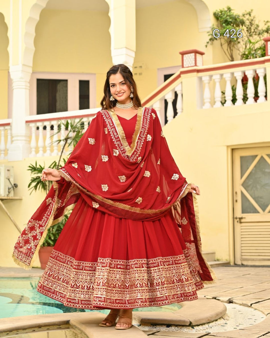 Faux Blooming Gown with Zari & Sequins Embroidery – G 426