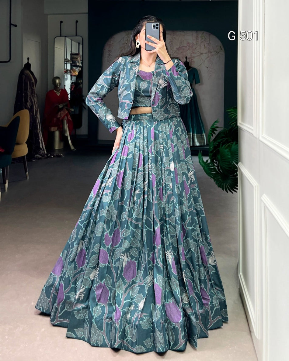 Woman wearing a floral dress taking a mirror selfie in a room.