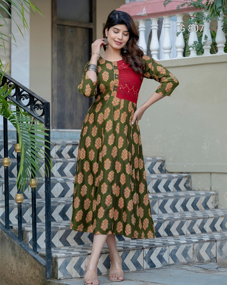 Comfortable Rayon A-Line Kurta for Casual Wear G 807