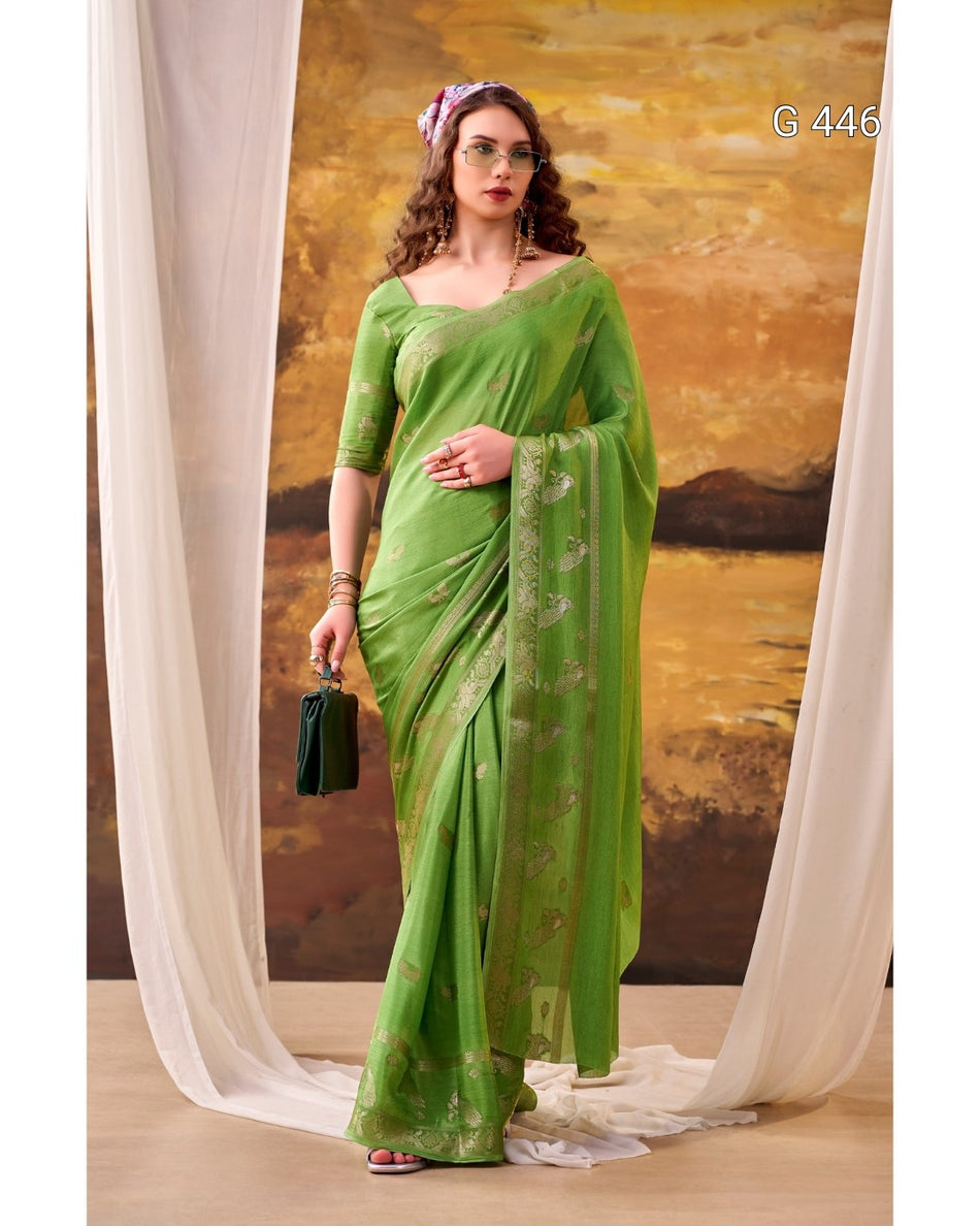 Beautiful Crepe Sarees with Elegant Weaving Designs - G 446