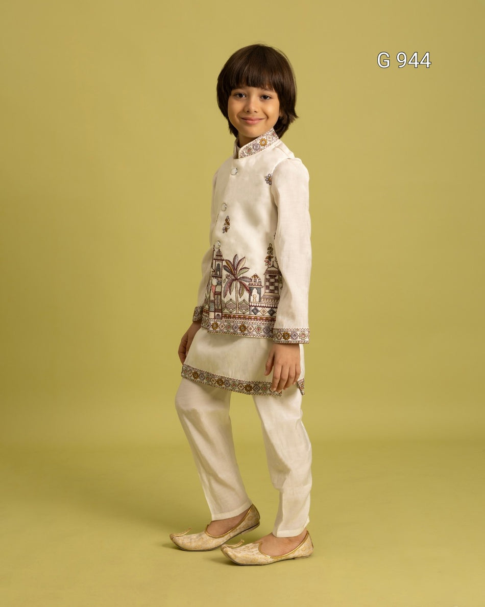 Traditional Kids Kurta Pajama with Koti - G 944