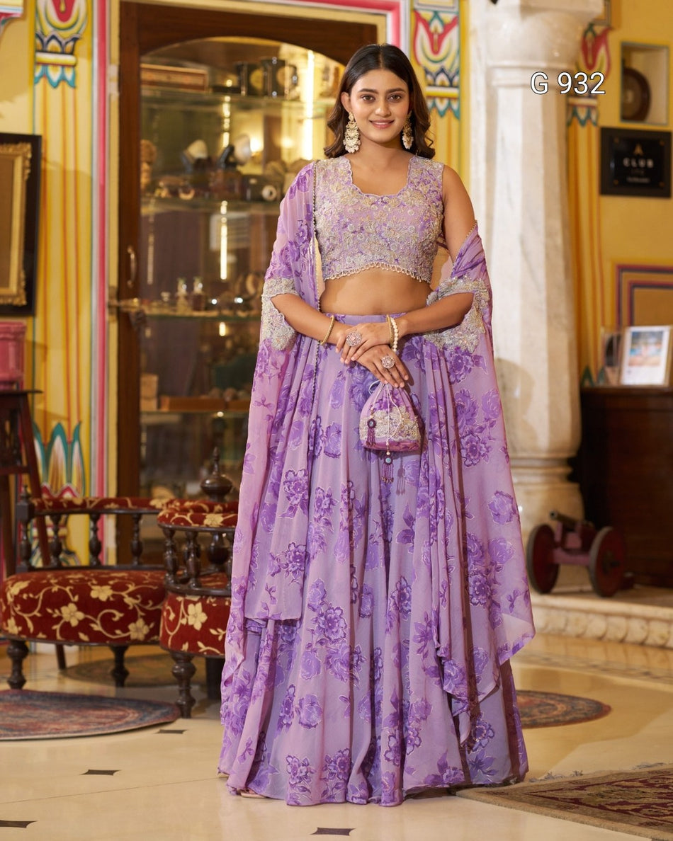 Pastel Embroidered Festive Lehenga Set - G 932