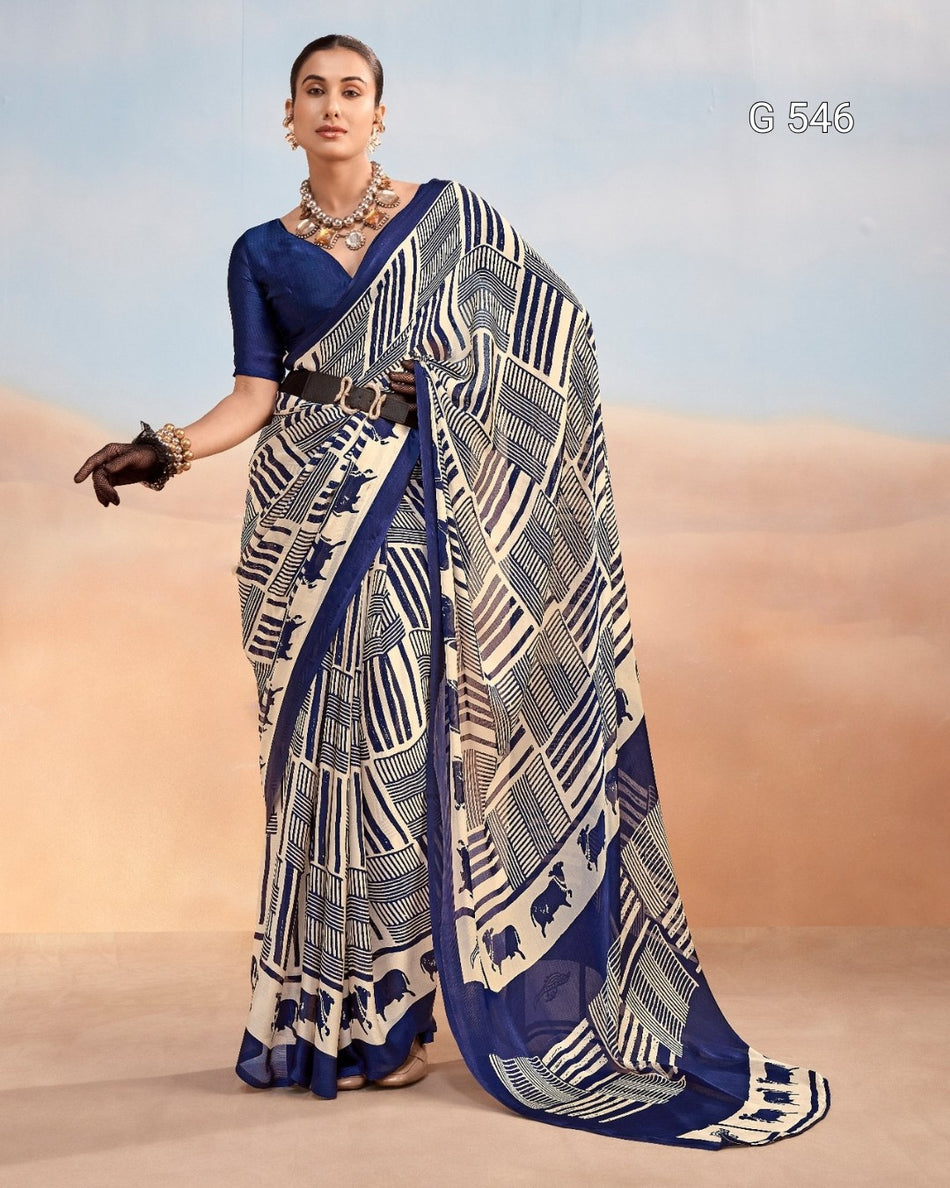 Stylish Abstract Satin Saree for Modern Ethnic Wear - G 546