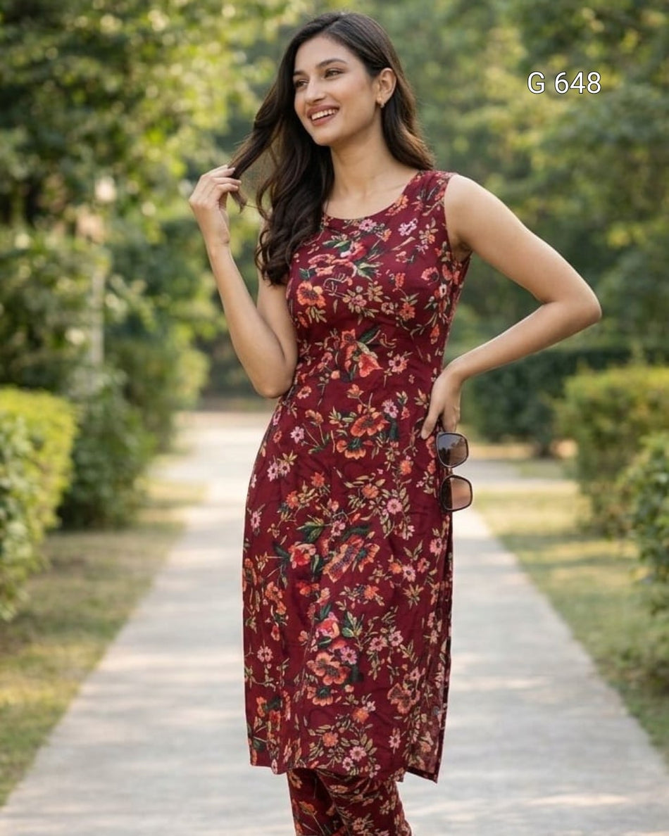 Stylish Floral Co-ord Set for Women G 648