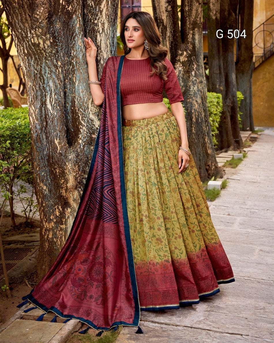Elegant Vichitra Silk Lehenga with Modern Festive Touch - G 504