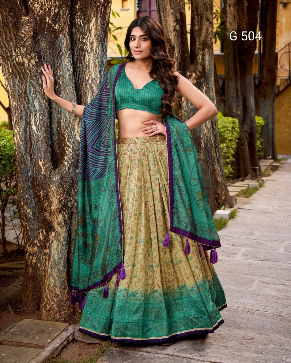 Elegant Vichitra Silk Lehenga with Modern Festive Touch - G 504