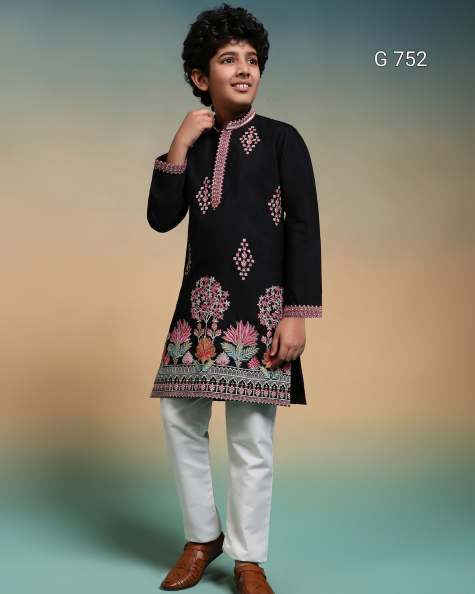 Premium Kids Kurta & Pant Set – Festive Viscose Silk & Cotton Outfit - G 752