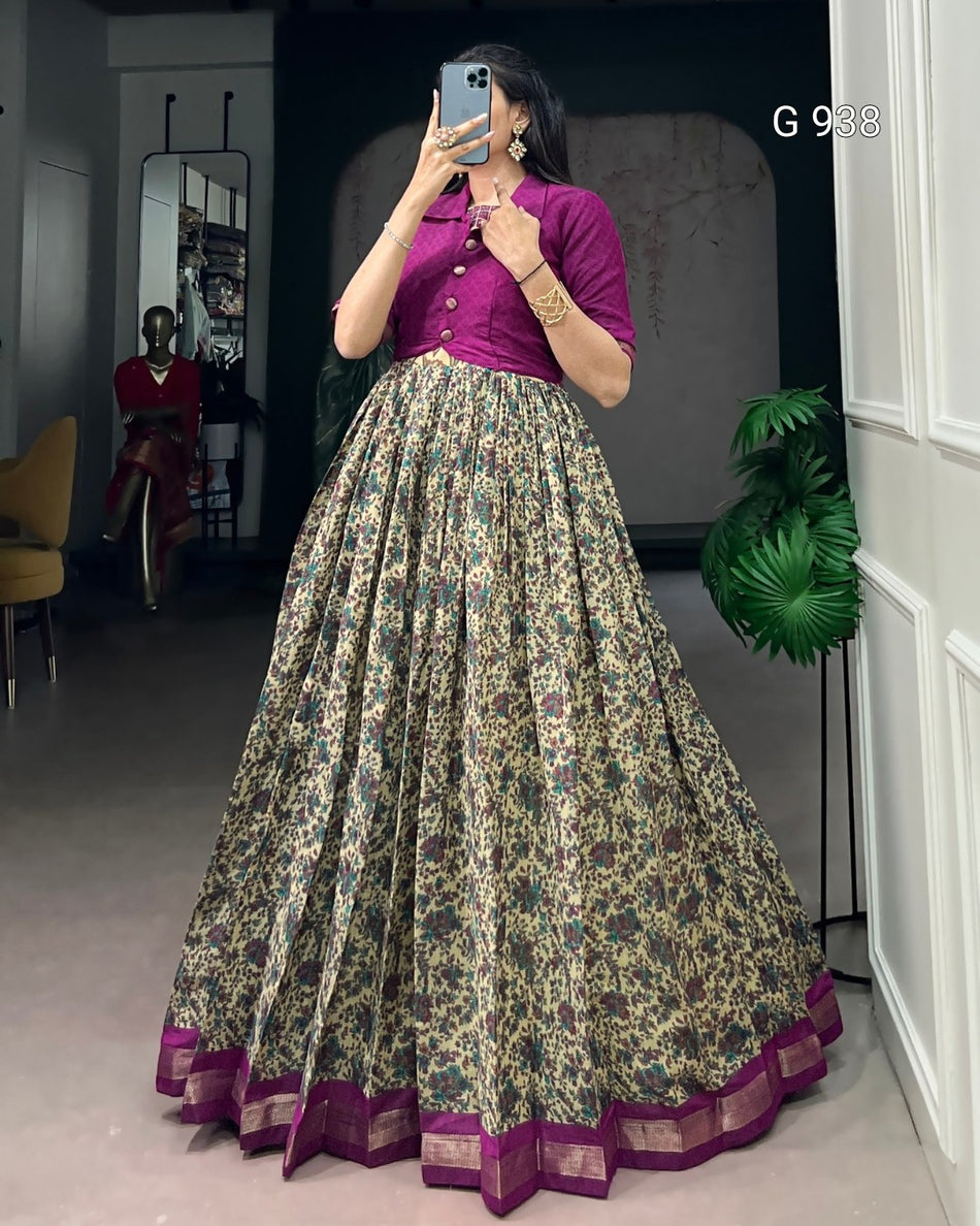 Premium Long Dress with Koti - G 938