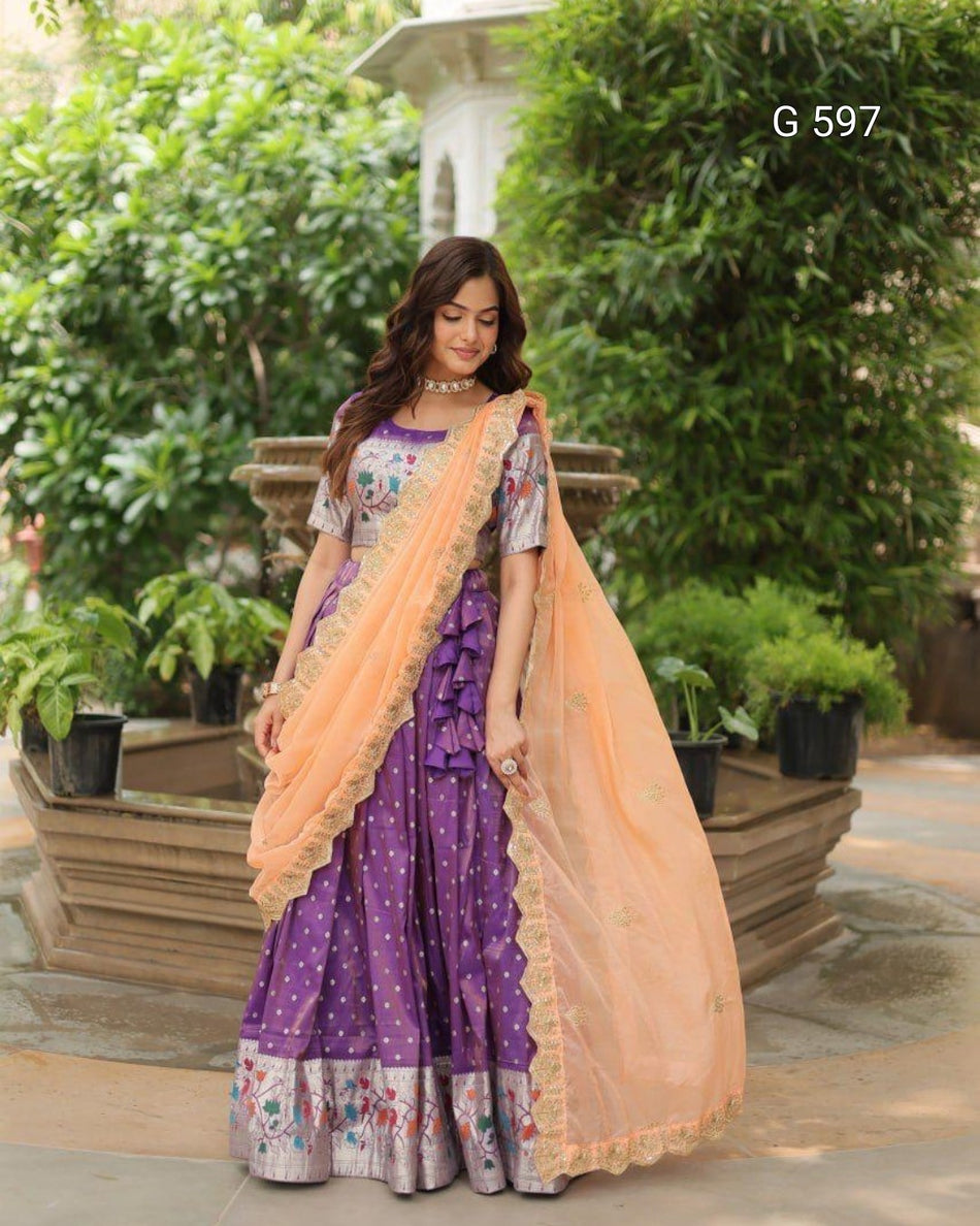 Luxurious Cosmos Lehenga with Festive Charm - G 597
