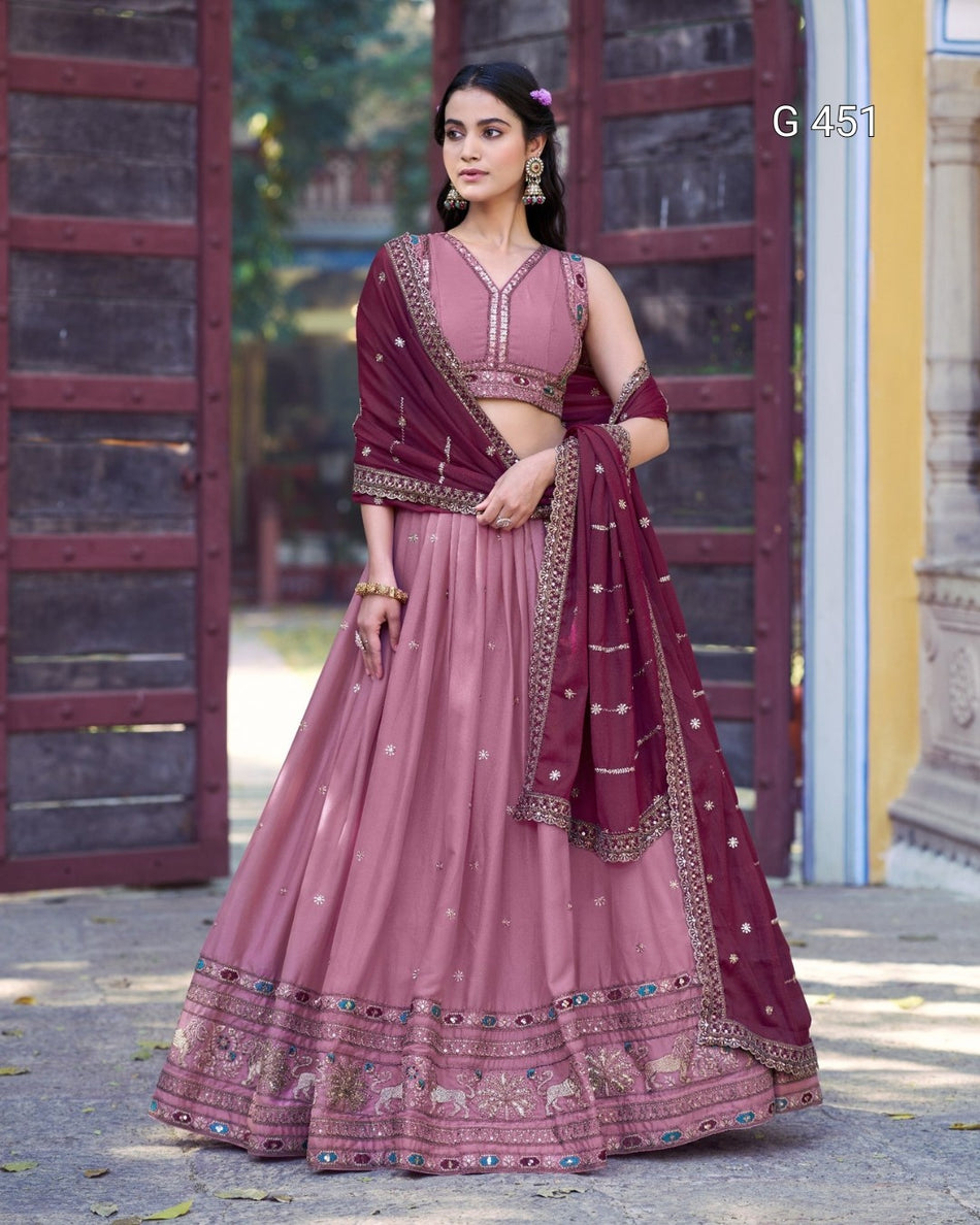 Elegant Aqua Lehenga with Sequins and Thread Work - G 451