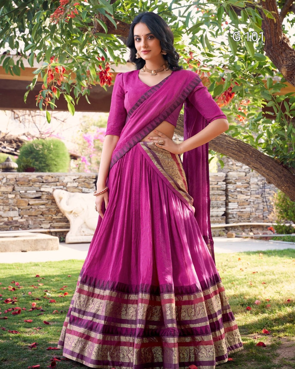 Pure Chanderi Lehenga with Zari Weaving Work – G 101