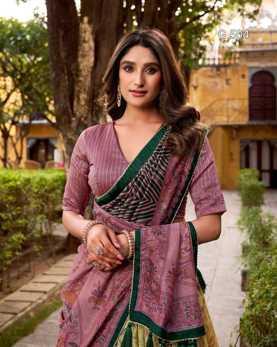 Elegant Vichitra Silk Lehenga with Modern Festive Touch - G 504