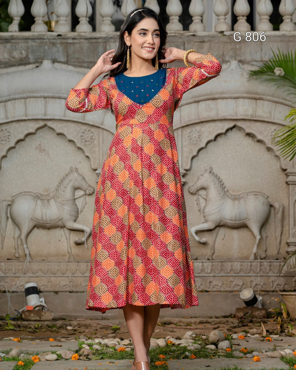 Premium Embroidered Rayon Kurta Collection G 806