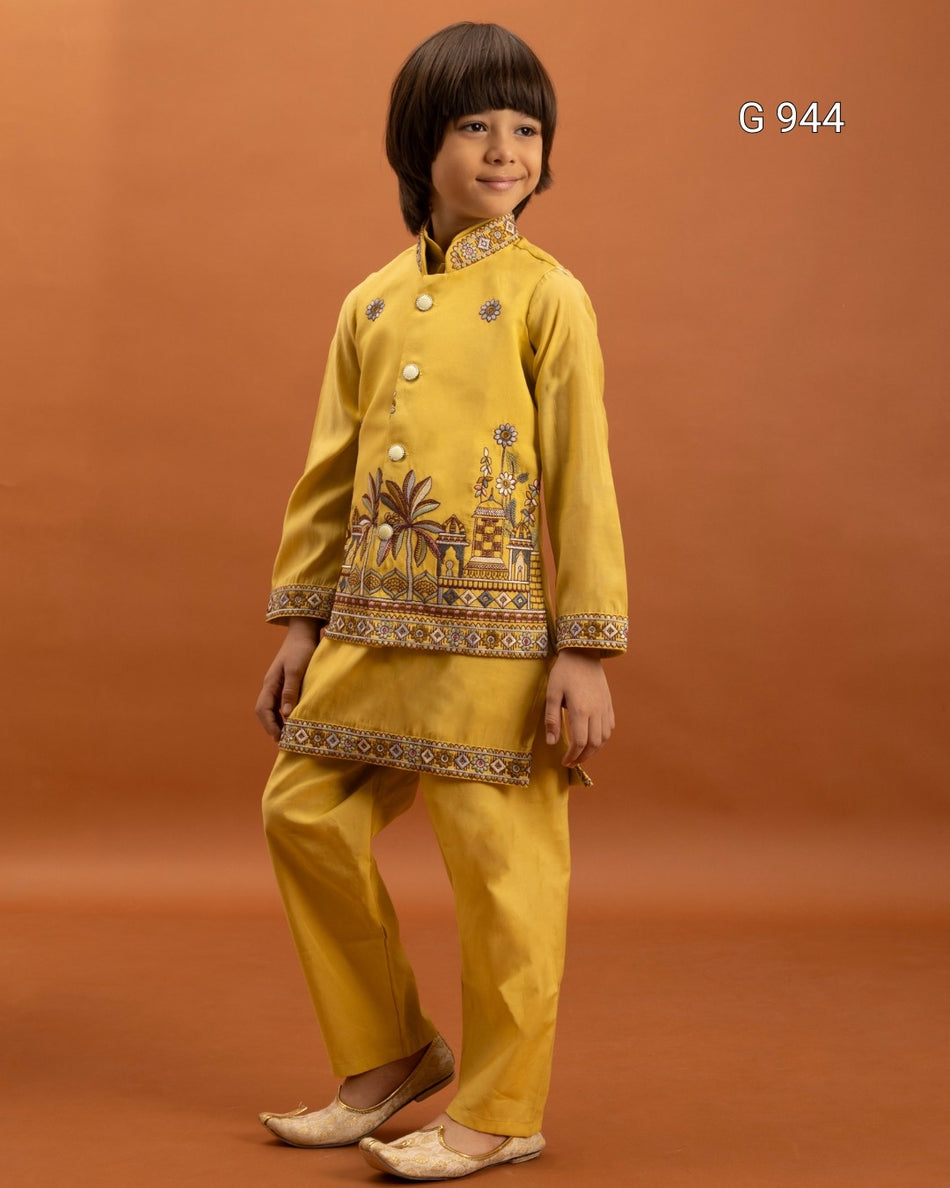 Traditional Kids Kurta Pajama with Koti - G 944
