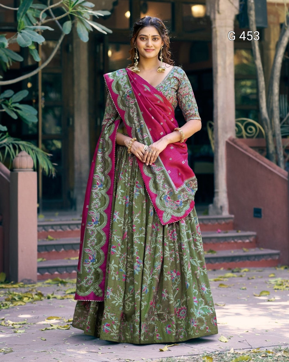 Festive Tasar Silk Lehenga with Soft Elegant Shine -  G 453