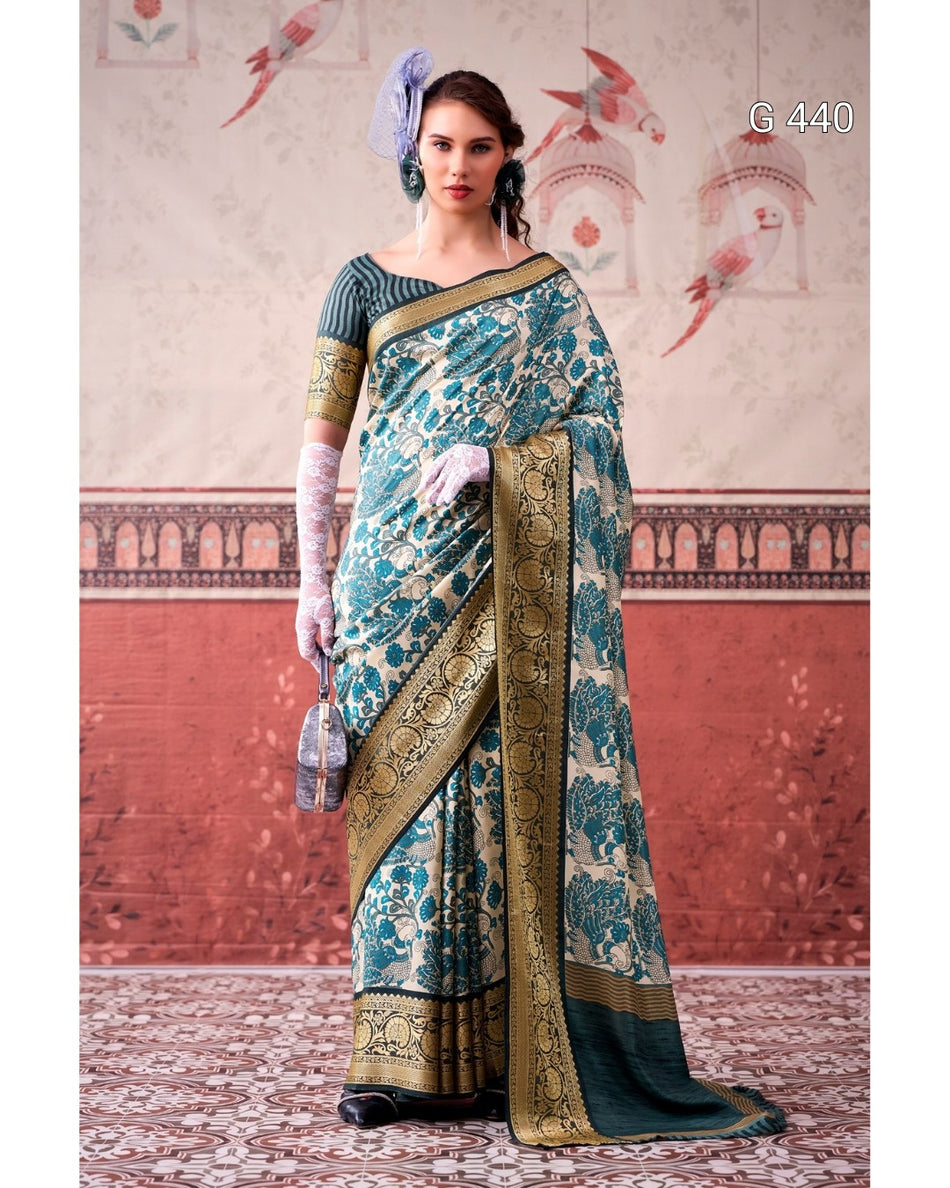 Classic Tasar Sarees with Shimmering Viscose Borders - G 440