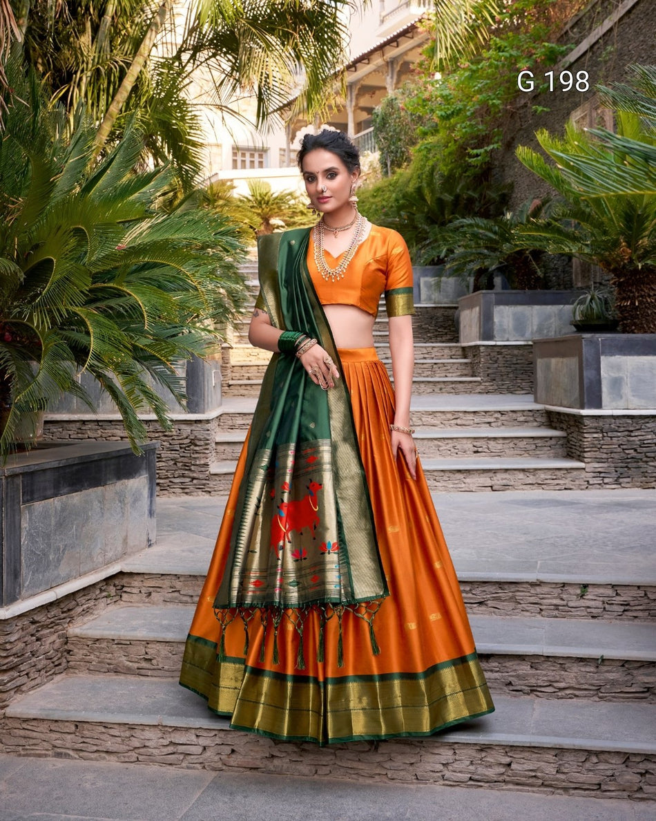 Black Jacquard Silk (Paithani) Lehenga with Zari Weaving Work – G 198