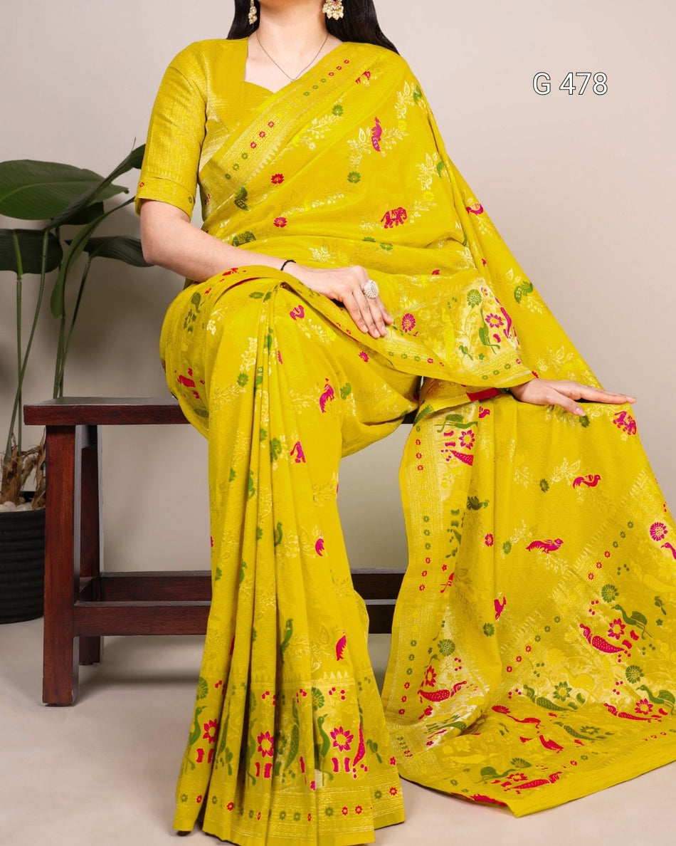 Graceful Everyday Sarees with Intricate Weaving Design - G 478