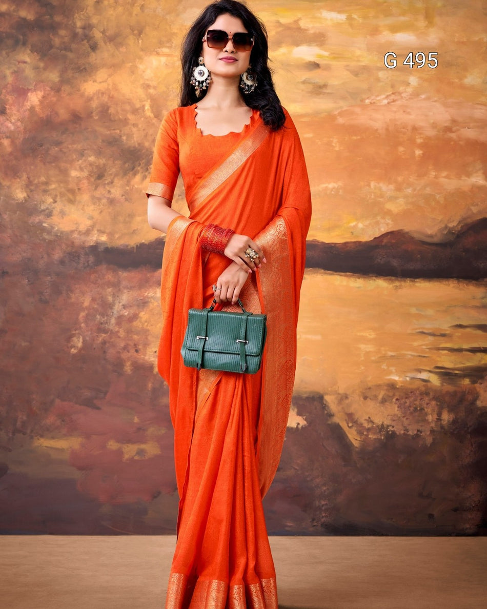 Graceful Marsh Mello Sarees with Comfortable Style - G 495