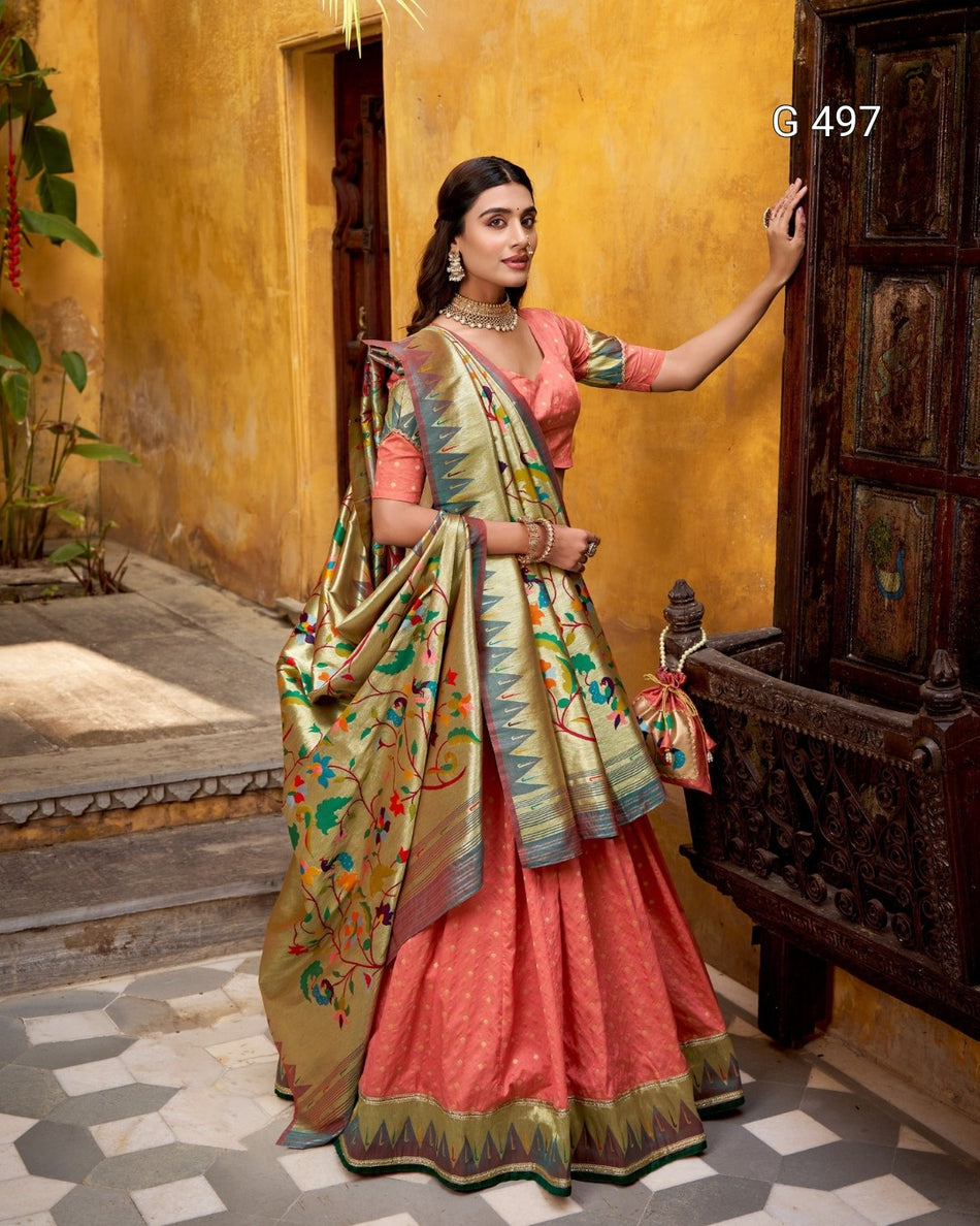 Premium Paithani Lehenga with Lace Border Design - G 497