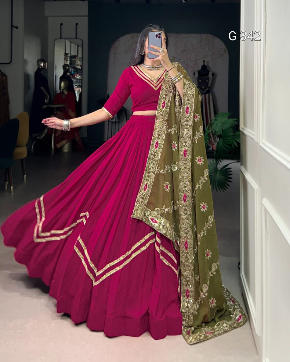 Pure Rayon Lehenga with Lace & Sequins Work - G342