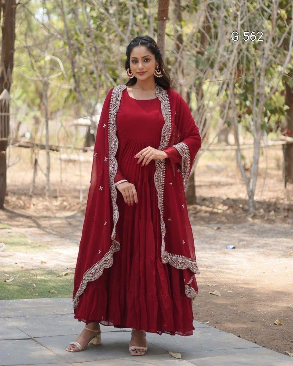 Classic Faux Georgette Gown with Party Elegance - G 562