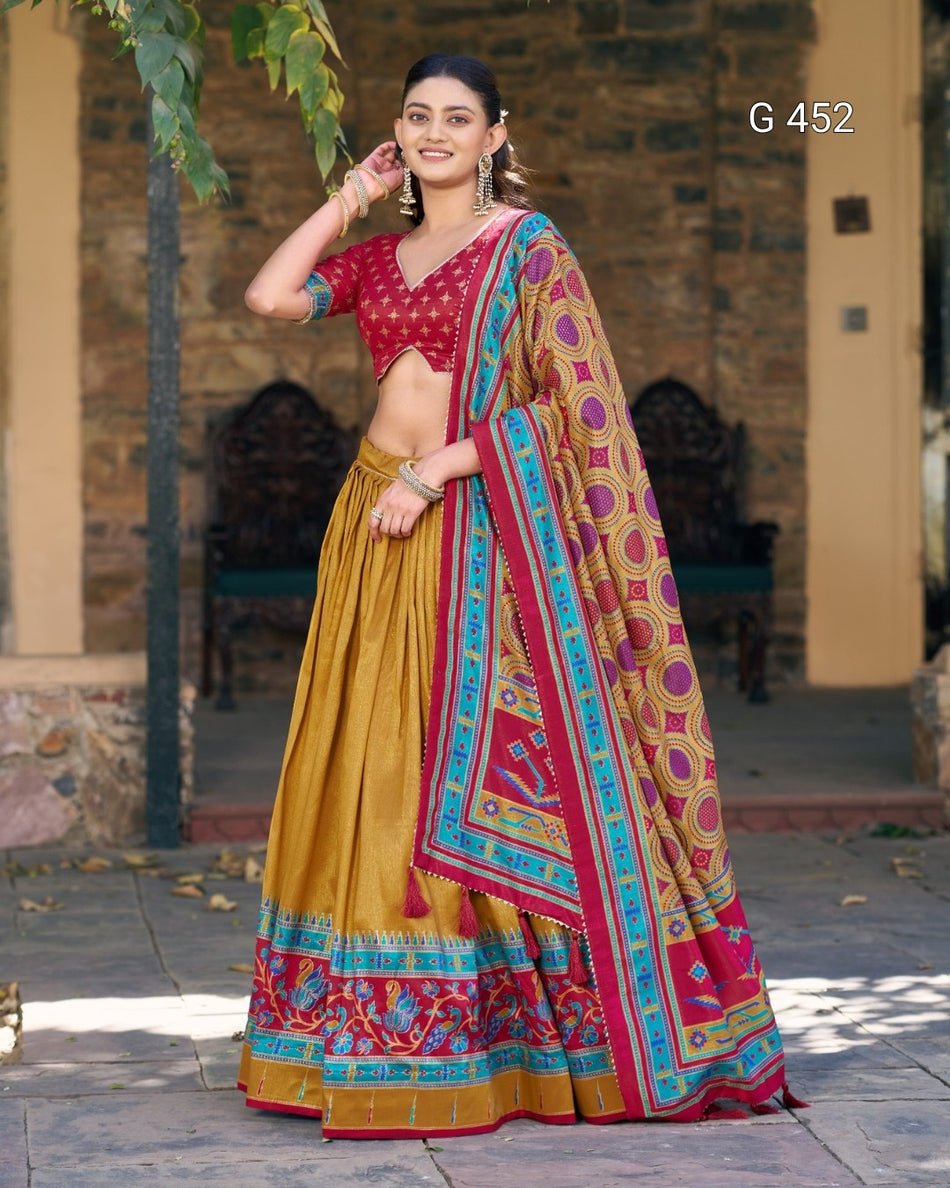 Designer Tasar Silk Lehenga Choli for Festive Style - G 452