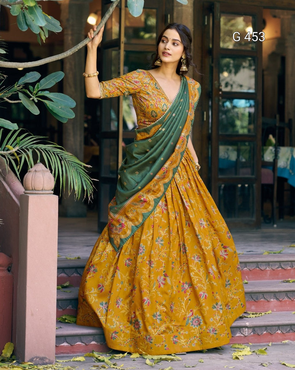 Festive Tasar Silk Lehenga with Soft Elegant Shine -  G 453