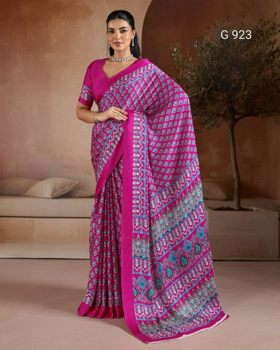 Women's Traditional Ajrakh Ethnic Saree - G 923