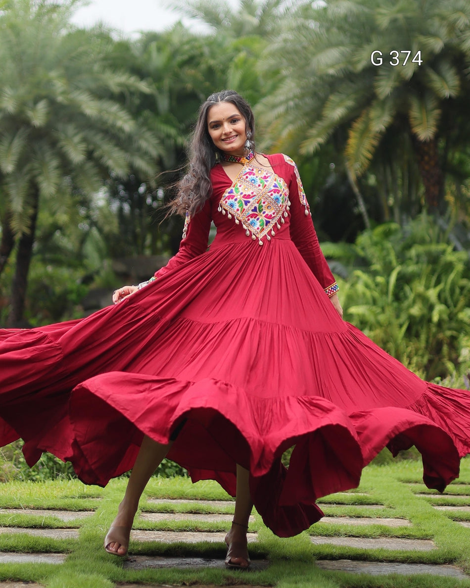 Rayon Gown with Kutchi Gamthi Work – G 374