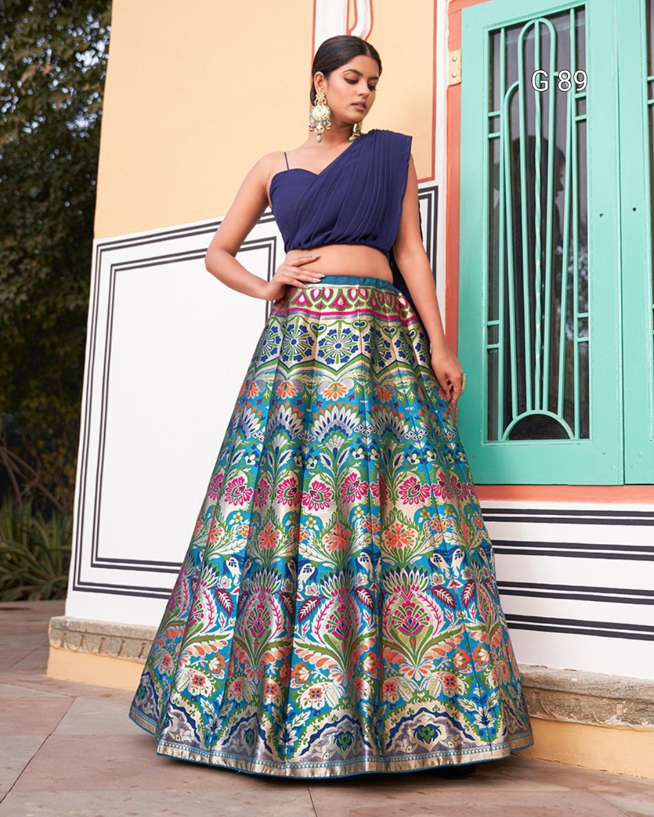 Banarasi Silk Lehenga with Zari Weaving Work – G 89