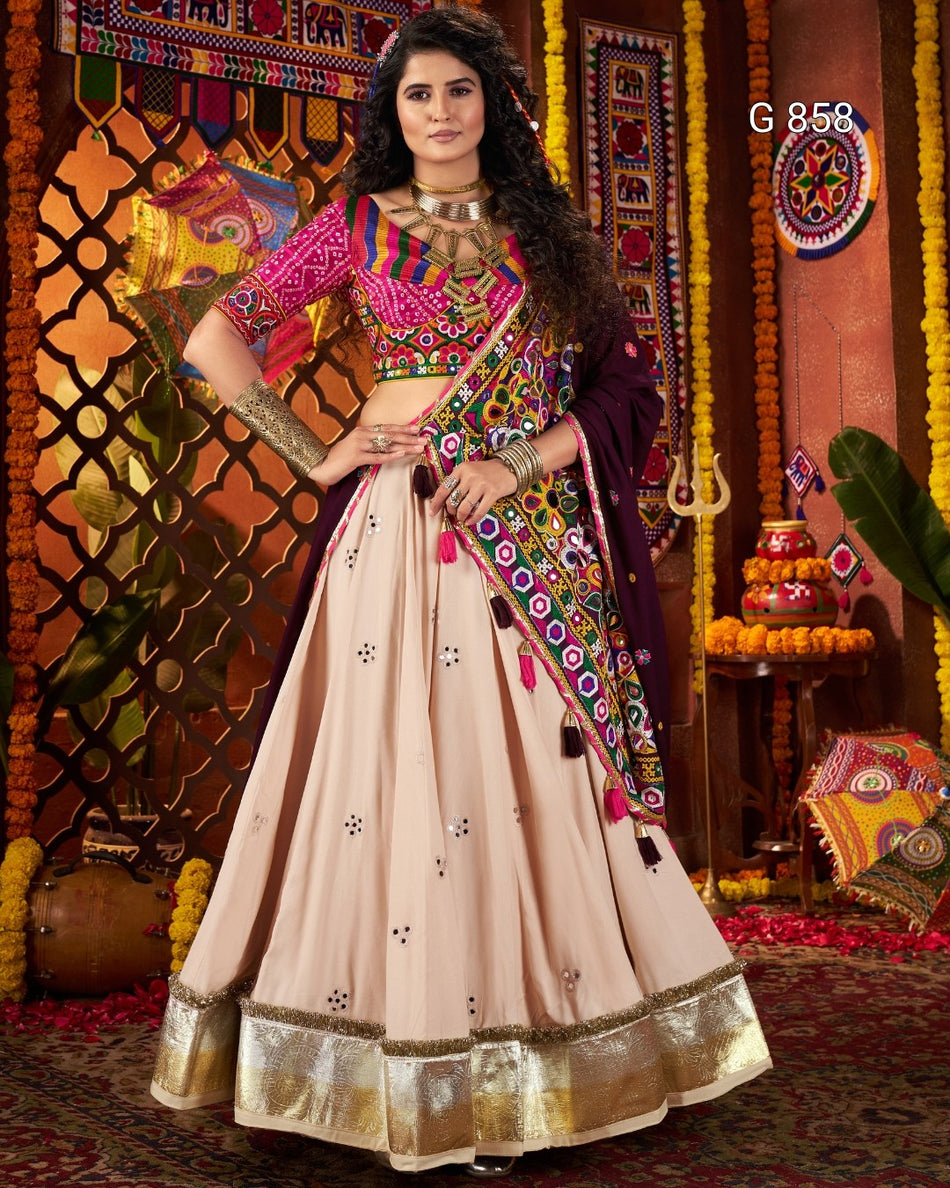 Traditional Ethnic Lehenga with Mirror Detailing G 858
