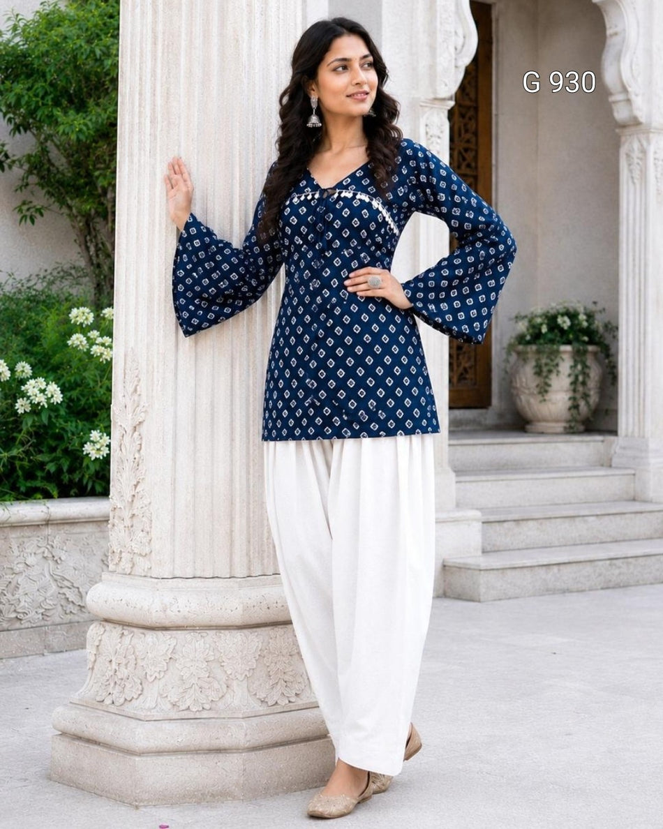 Comfortable Bandhej Cotton Suit Set - G 930