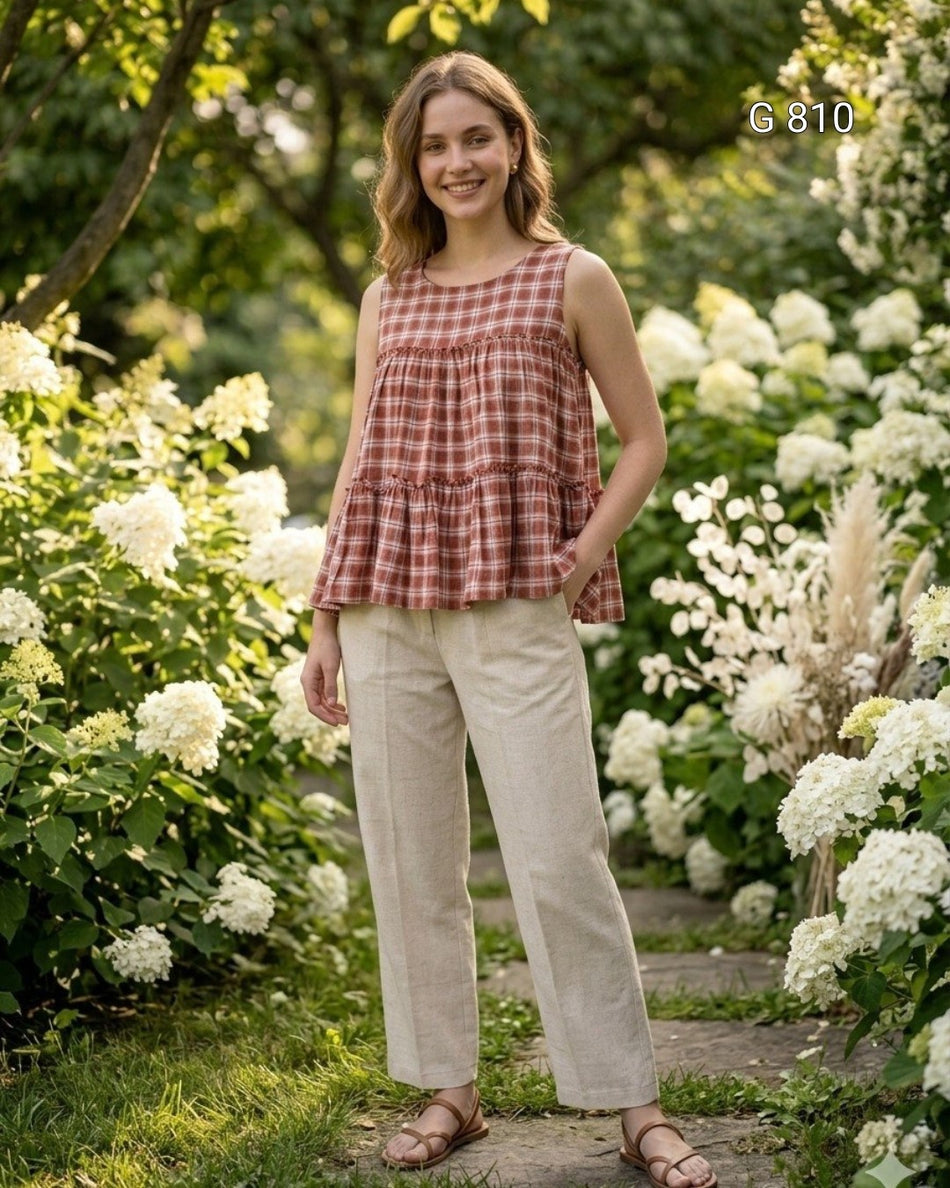 Comfortable Linen Cotton Outfit for Everyday Wear G 810
