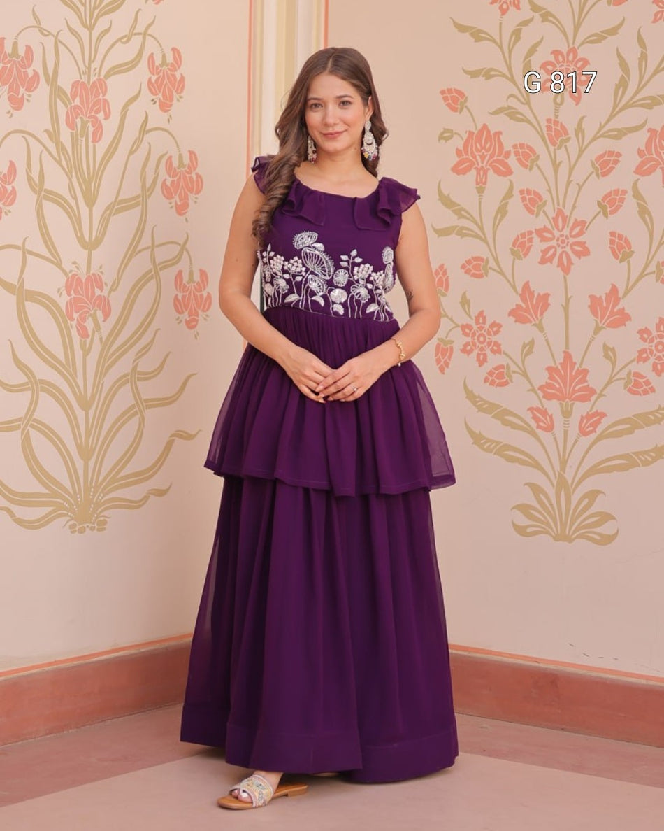 Premium Designer Peplum Style Gown Collection Women G 817