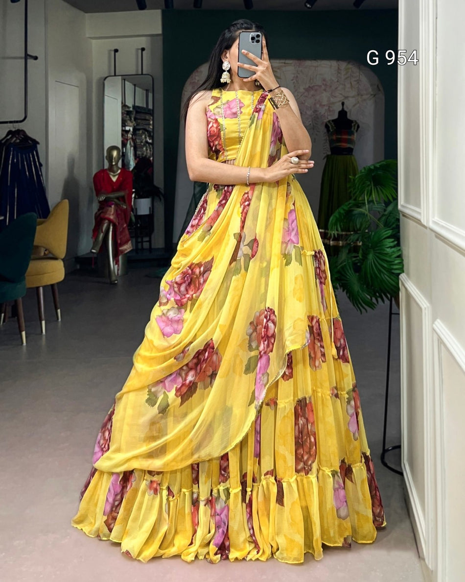 Lightweight Floral Chiffon Lehenga Collection - G 954