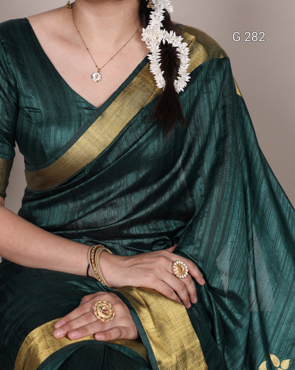 Raw Silk Saree with Zari Weaving Blouse – G 282